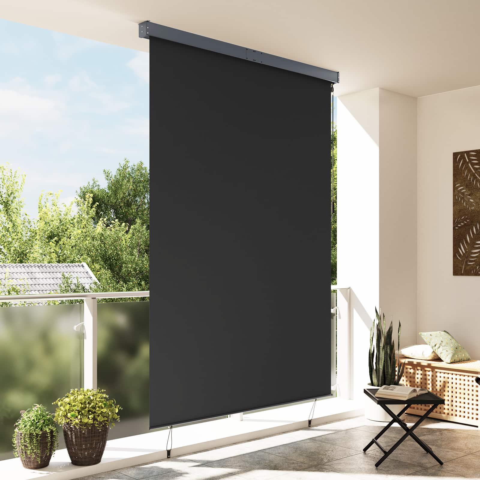 Tenda a rullo Antracite 180 x 250 cm Tessuto e Alluminio