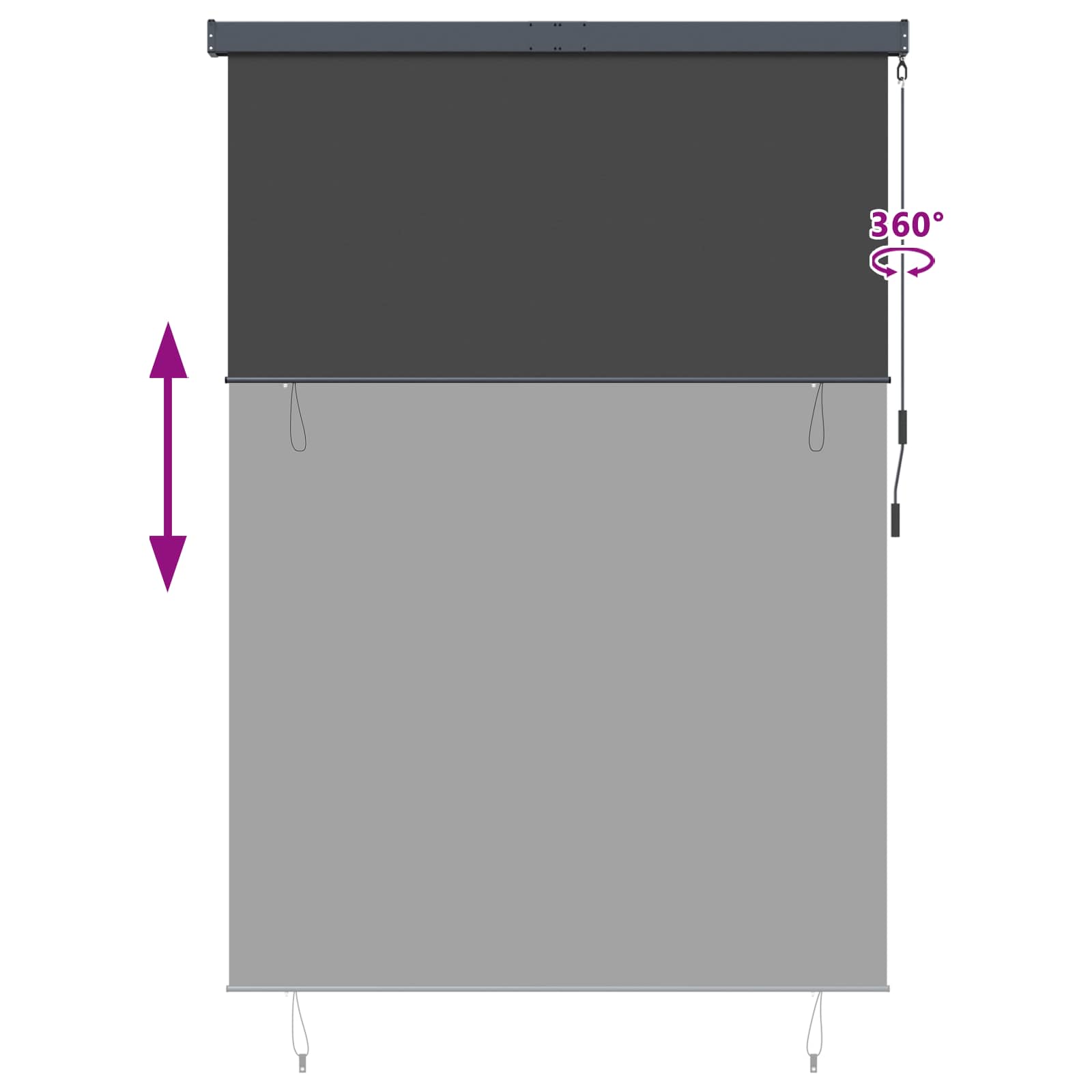 Tenda a rullo Antracite 180 x 250 cm Tessuto e Alluminio