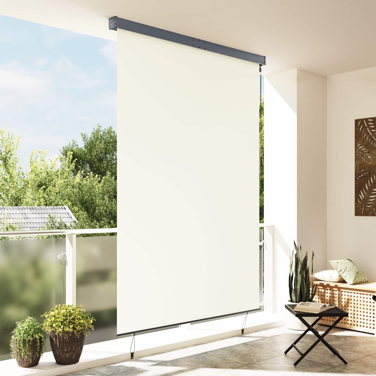 Tenda a rullo Crema 180 x 250 cm Tessuto e Alluminio