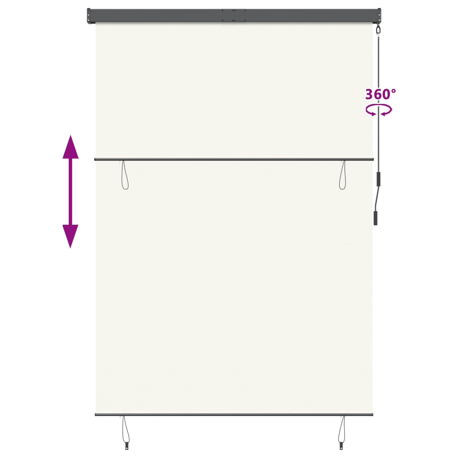 Tenda a rullo Crema 180 x 250 cm Tessuto e Alluminio