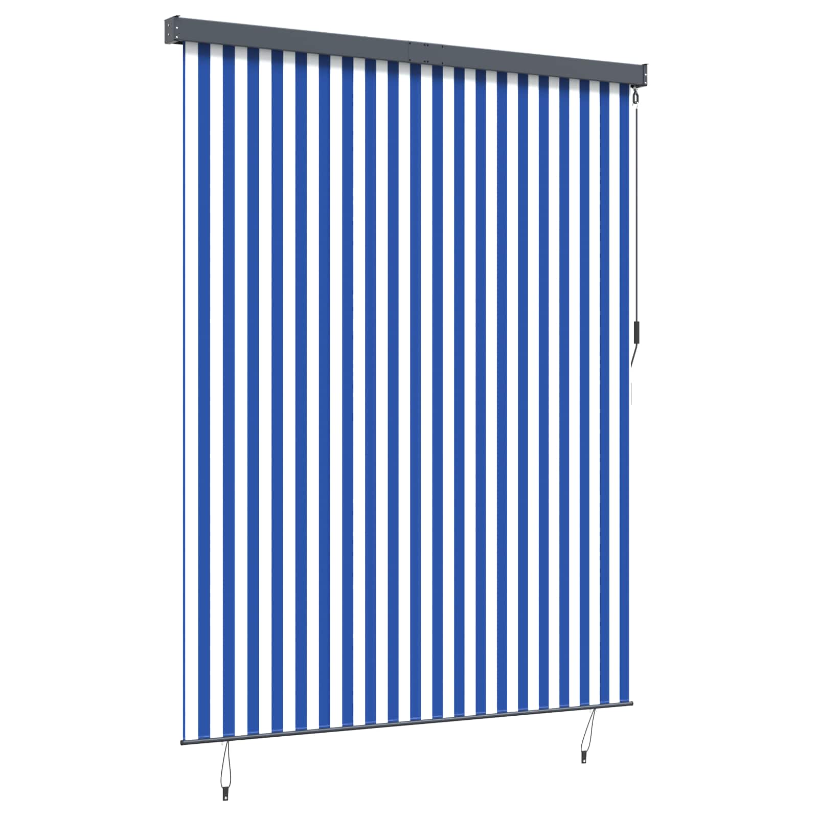 Tenda a rullo Blu e Bianco 200 x 250 cm Tessuto e Alluminio