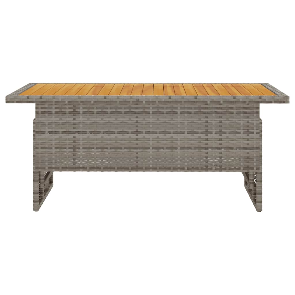 Tavolo Giardino Grigio 100x50x43/63 Massello Acacia Polyrattan