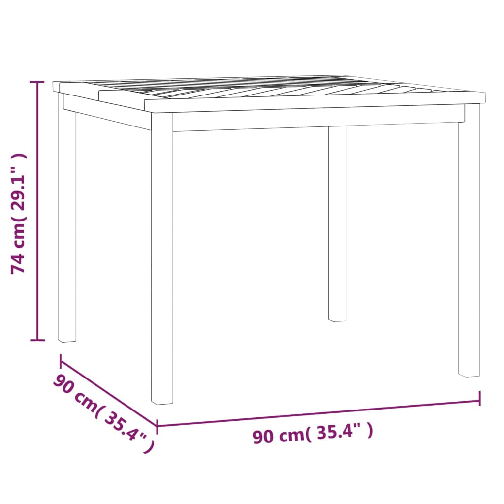 Tavolo da Pranzo da Giardino 90x90x74 cm Legno Massello Acacia