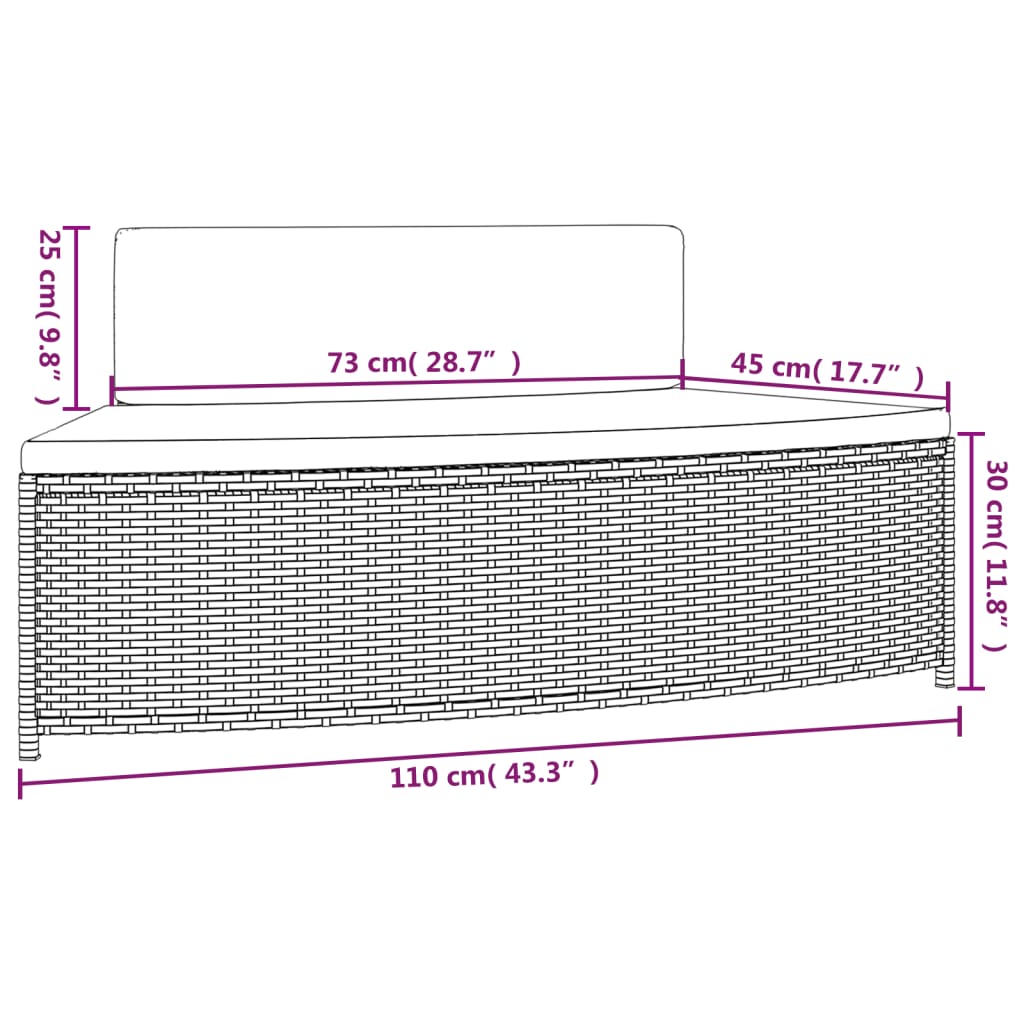 Panche per Spa con Cuscini 2 pz in Polyrattan Nero