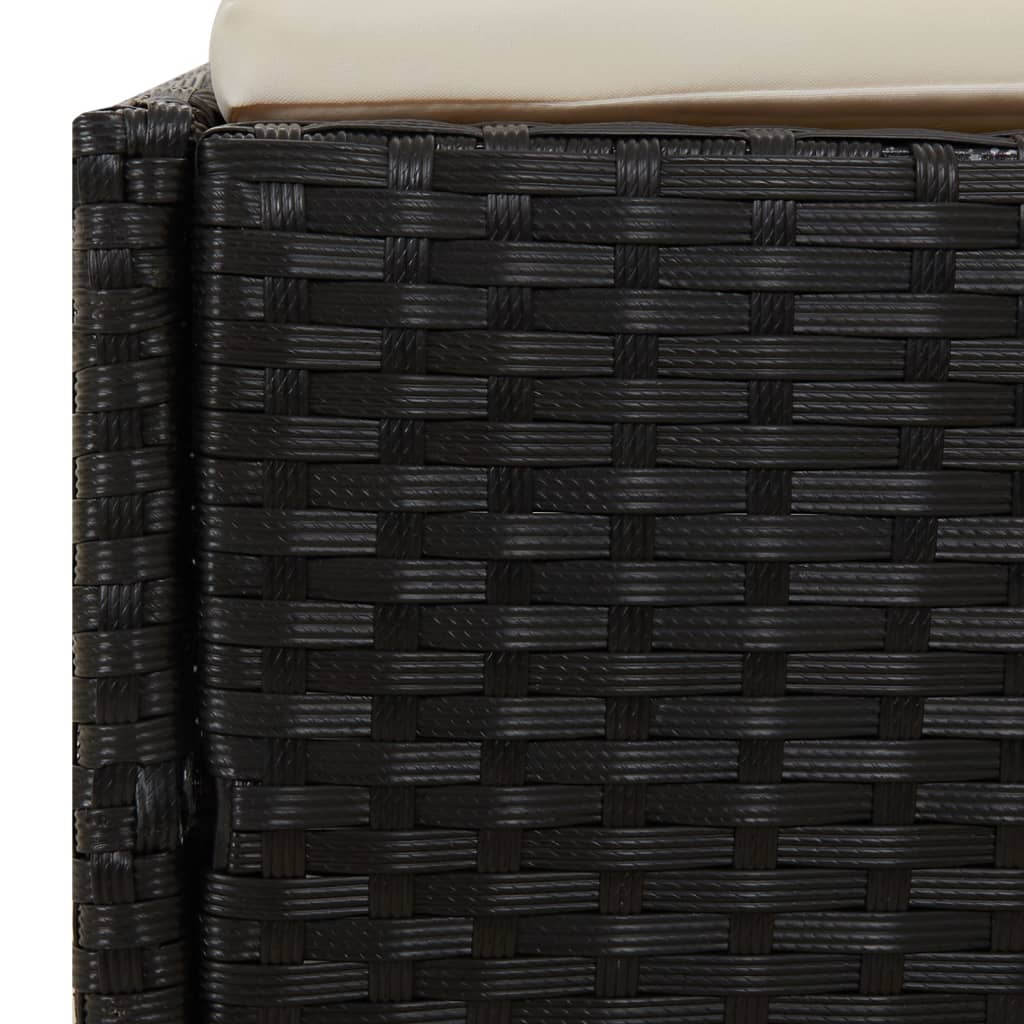 Lettino con Tettuccio Pieghevole Nero 200x114x128 cm Polyrattan