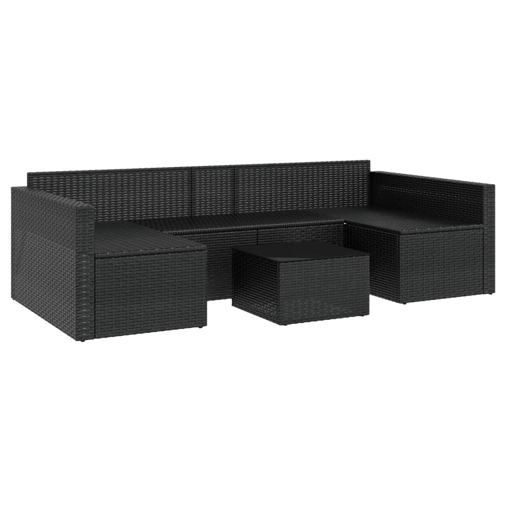 Set da Giardino 2 pz con Cuscini Nero in Polyrattan
