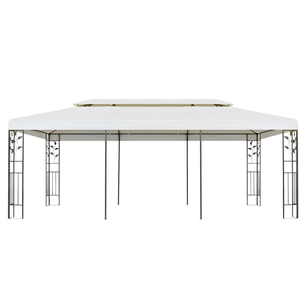 Gazebo con Tetto Doppio Bianco 6x3 m in Acciaio