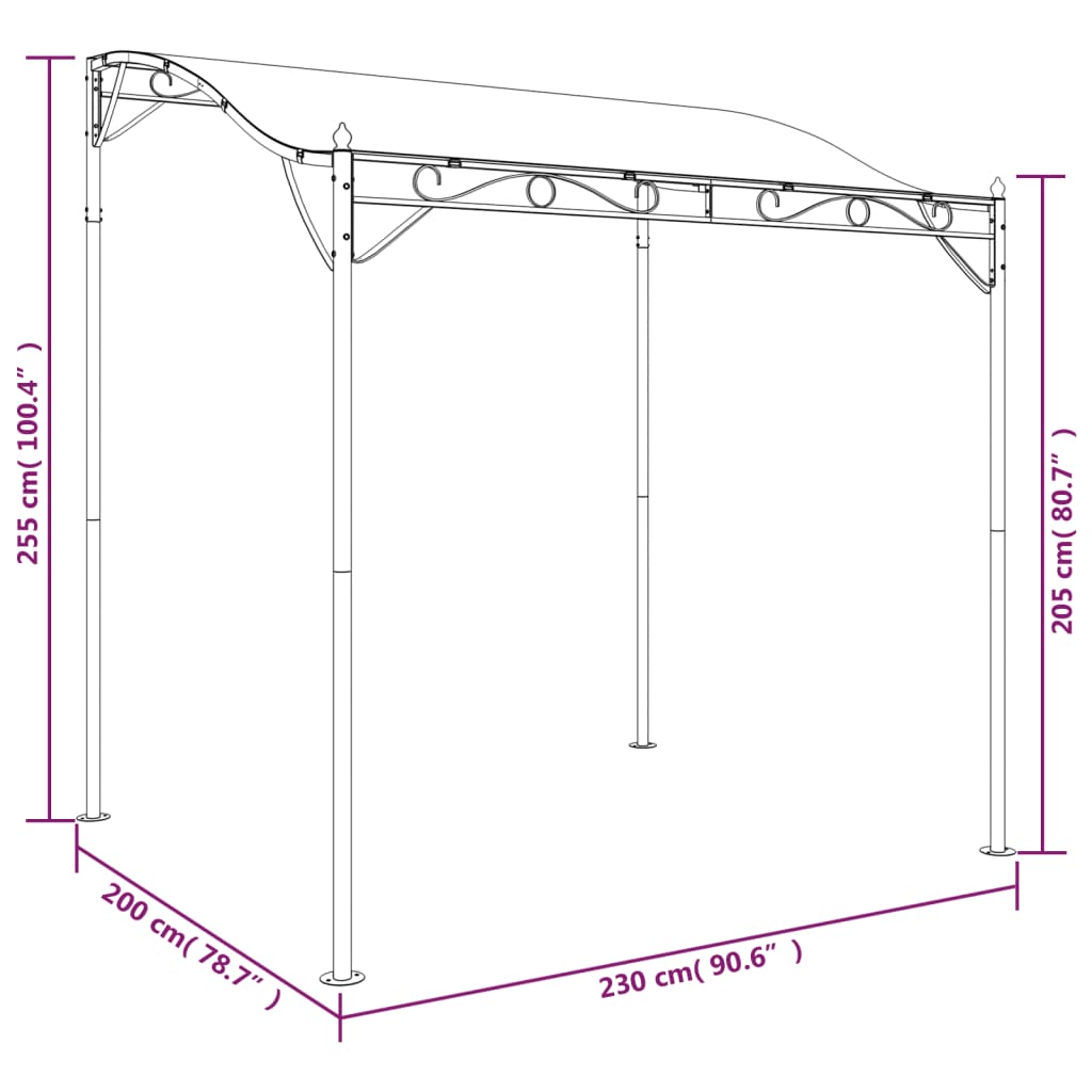 Tettoia Tortora 2x2,3 m 180 g/m² Tessuto e Acciaio