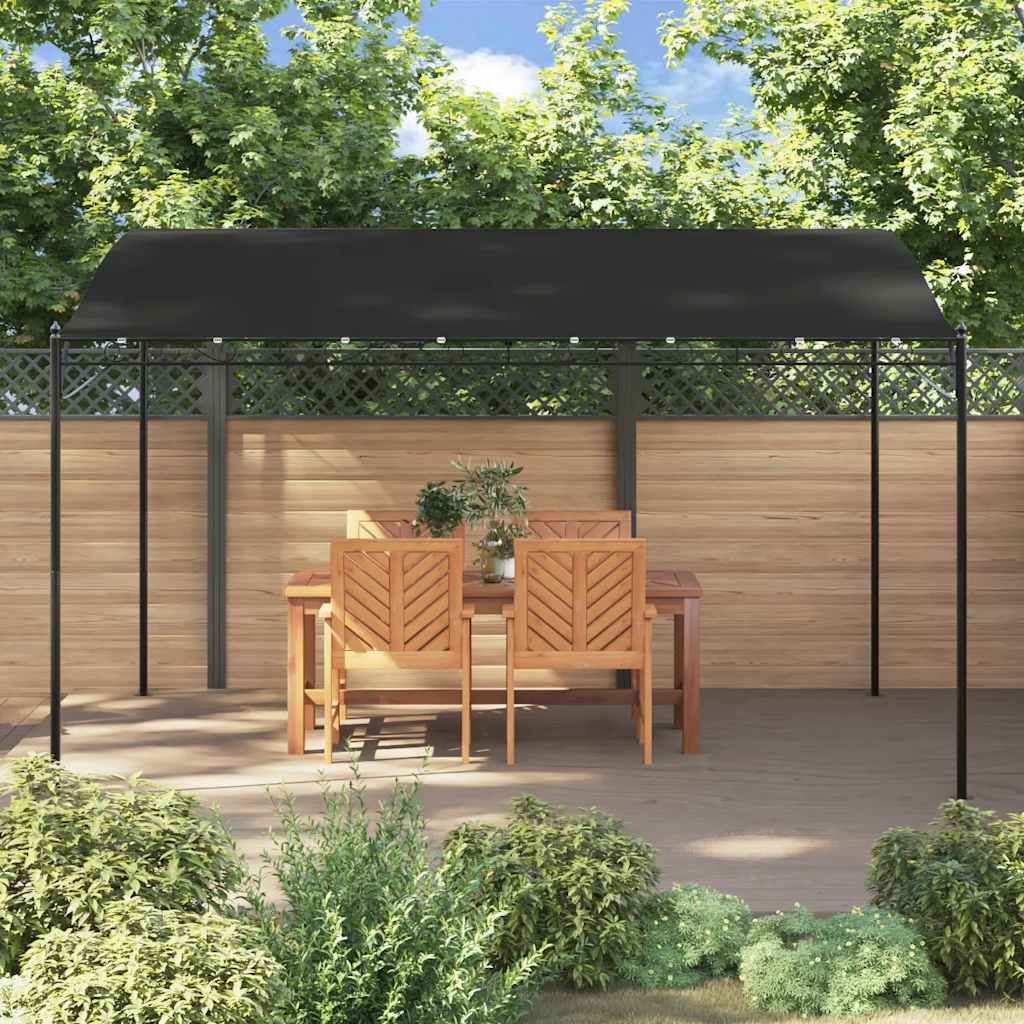 Tettoia Antracite 4x3 m 180 g/m² Tessuto e Acciaio