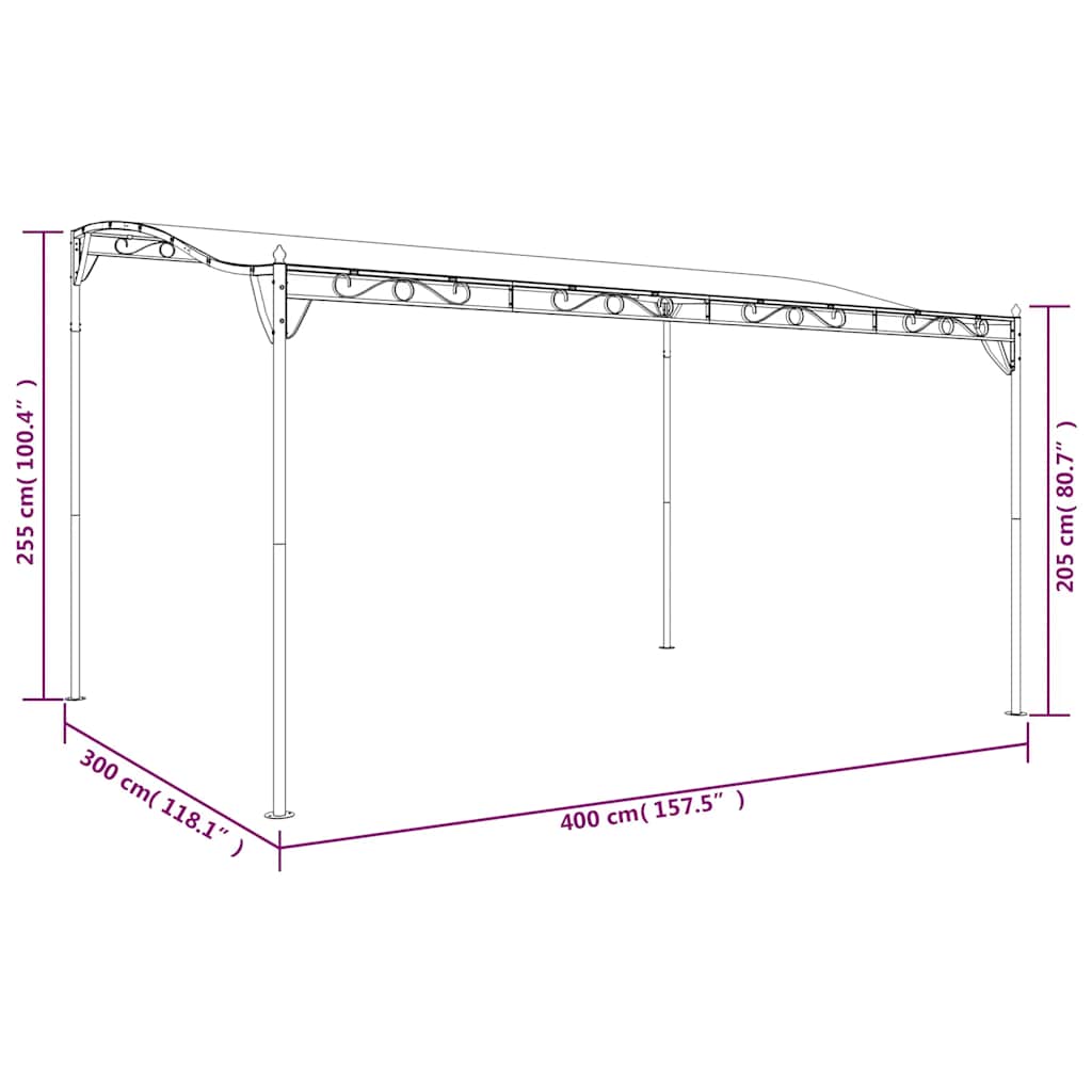 Tettoia Antracite 4x3 m 180 g/m² Tessuto e Acciaio