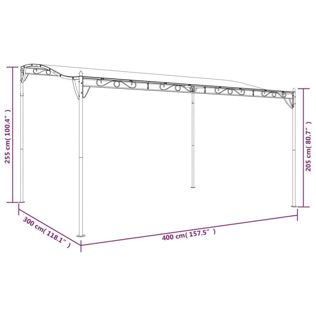 Tettoia Tortora 4x3 m 180 g/m² Tessuto e Acciaio