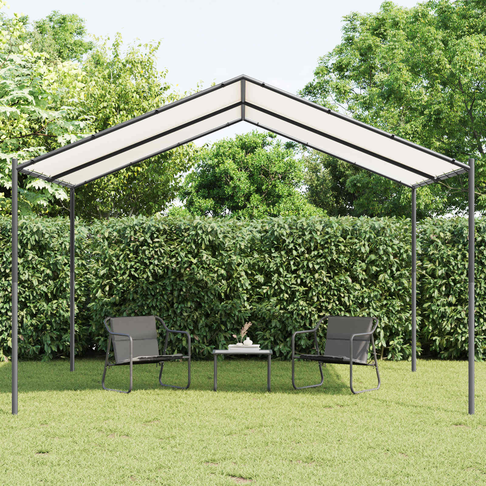 Gazebo 4 x 4 x 2,6 m Bianco Acciaio e Poliestere 180 gsm