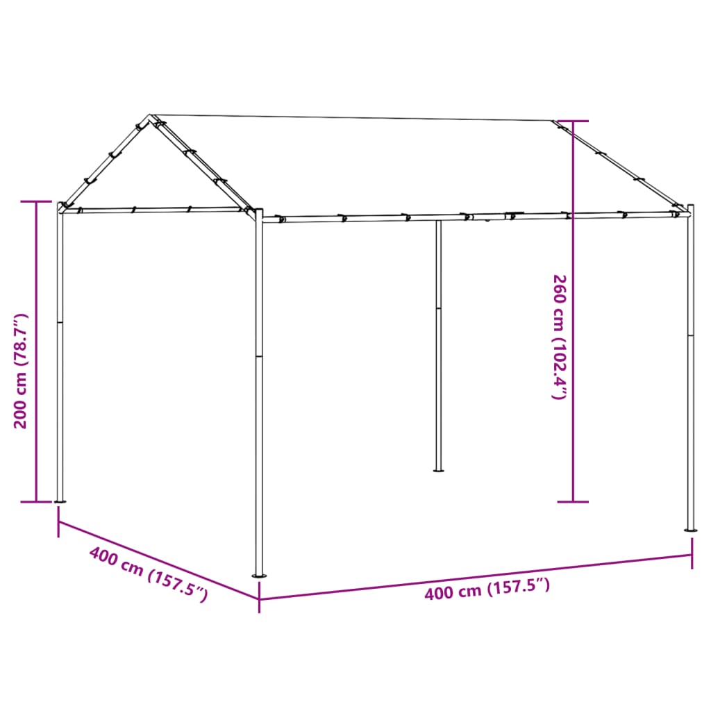 Tenda a Baldacchino Antracite 4x4 m in Acciaio e Tessuto