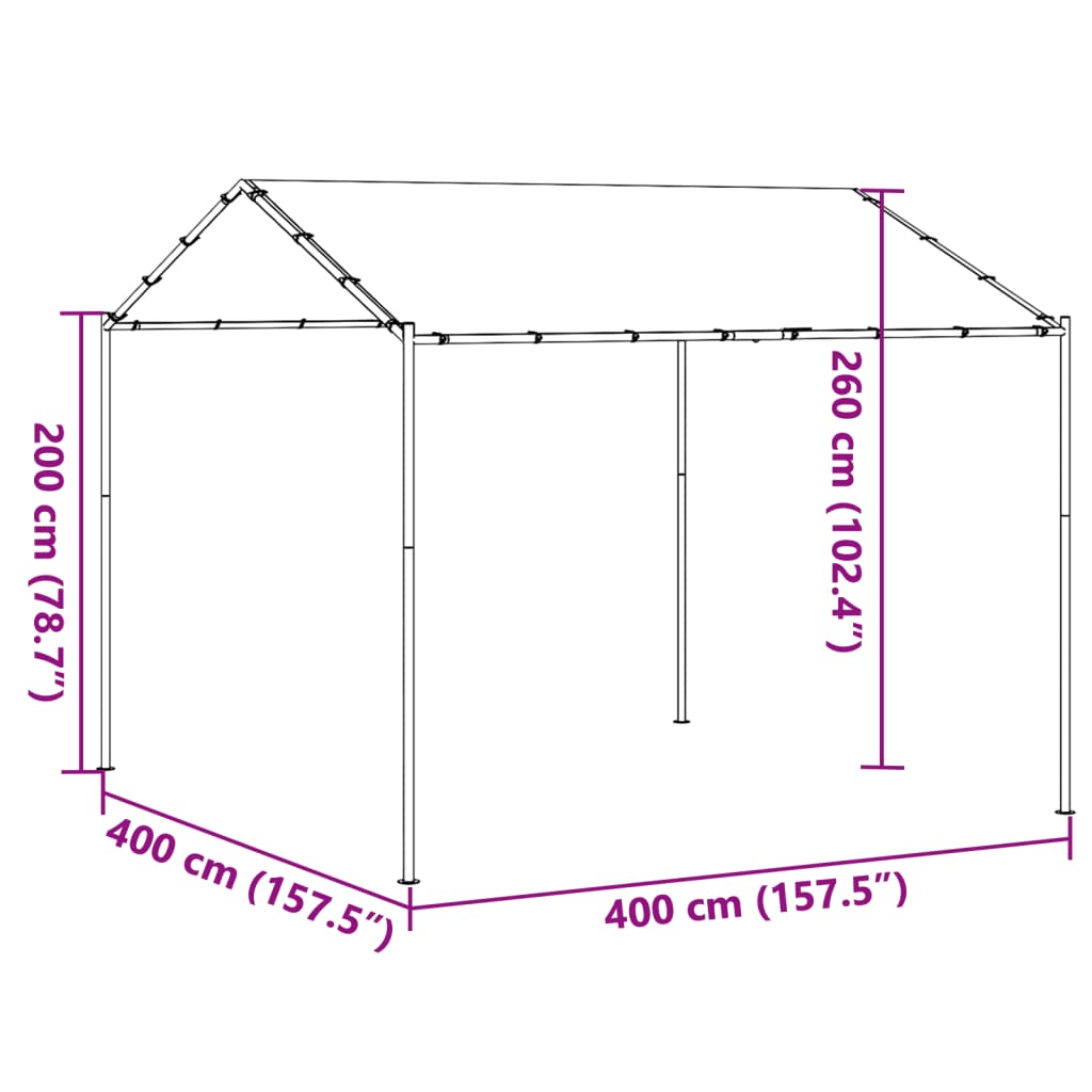 Tenda a Baldacchino Beige 4x4 m in Acciaio e Tessuto