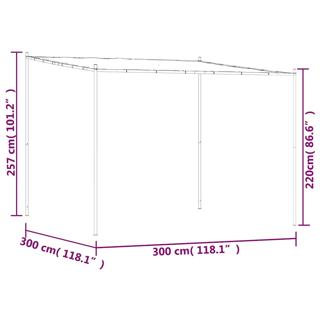 Gazebo Bianco 3x3 m 180 g/m² Tessuto e Acciaio
