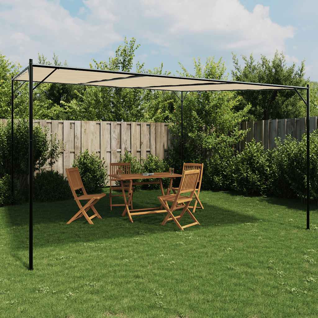 Gazebo Beige 4x4 m 180 g/m² Tessuto e Acciaio