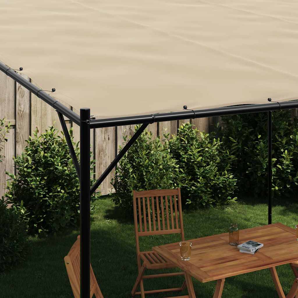Gazebo Beige 4x4 m 180 g/m² Tessuto e Acciaio