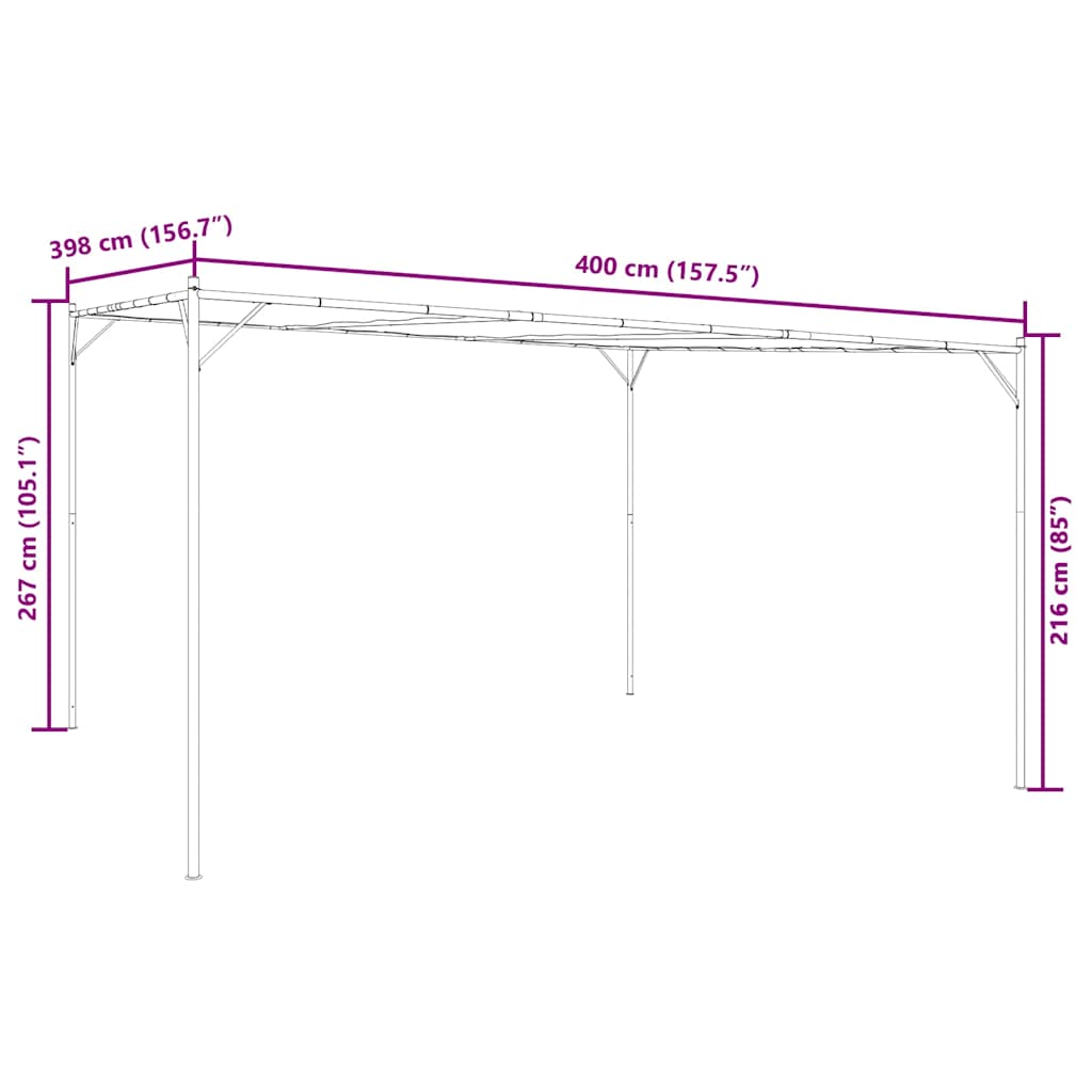 Gazebo Beige 4x4 m 180 g/m² Tessuto e Acciaio