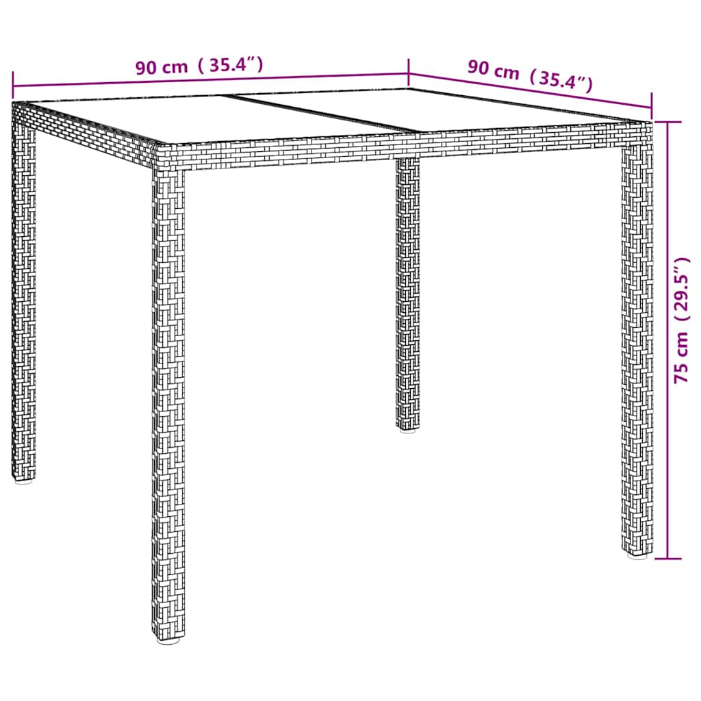 Tavolo da Giardino Nero 90 x 90 x 75 cm polyrattan
