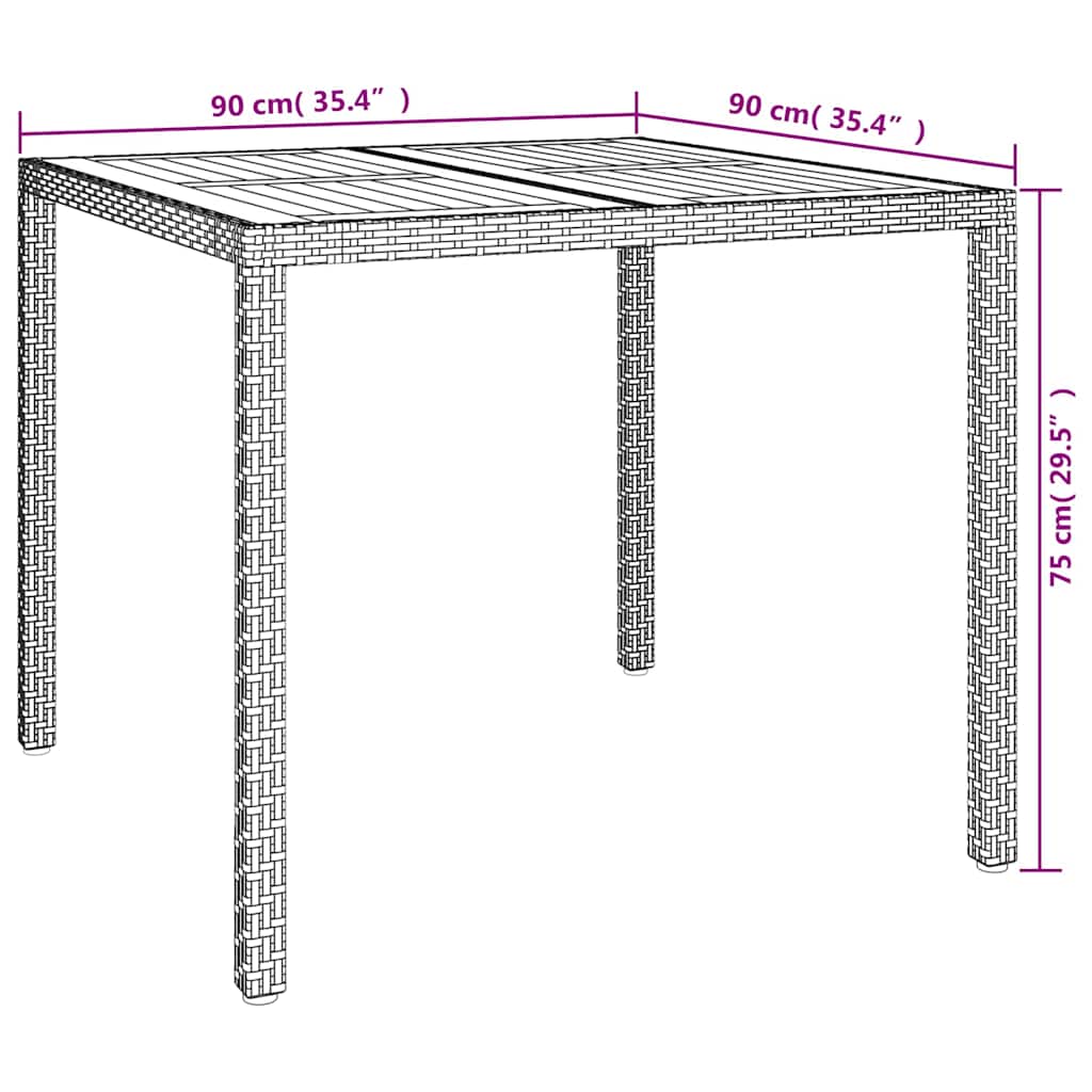 Tavolo da Giardino Nero 90 x 90 x 75 cm polyrattan