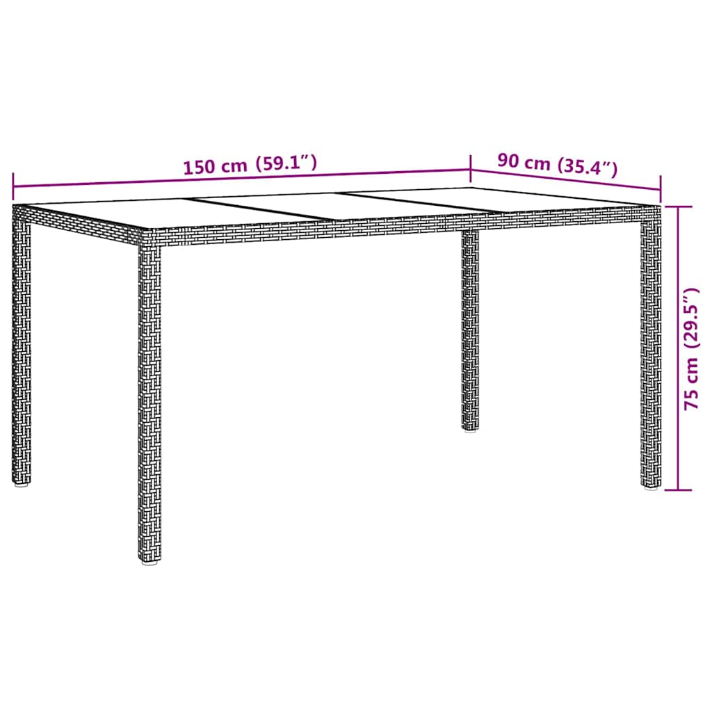 Tavolo da Giardino Marrone 150 x 90 x 75 cm polyrattan