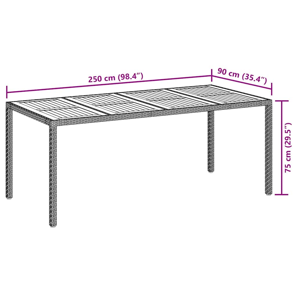 Tavolo da Giardino Nero 190 x 90 x 75 cm polyrattan