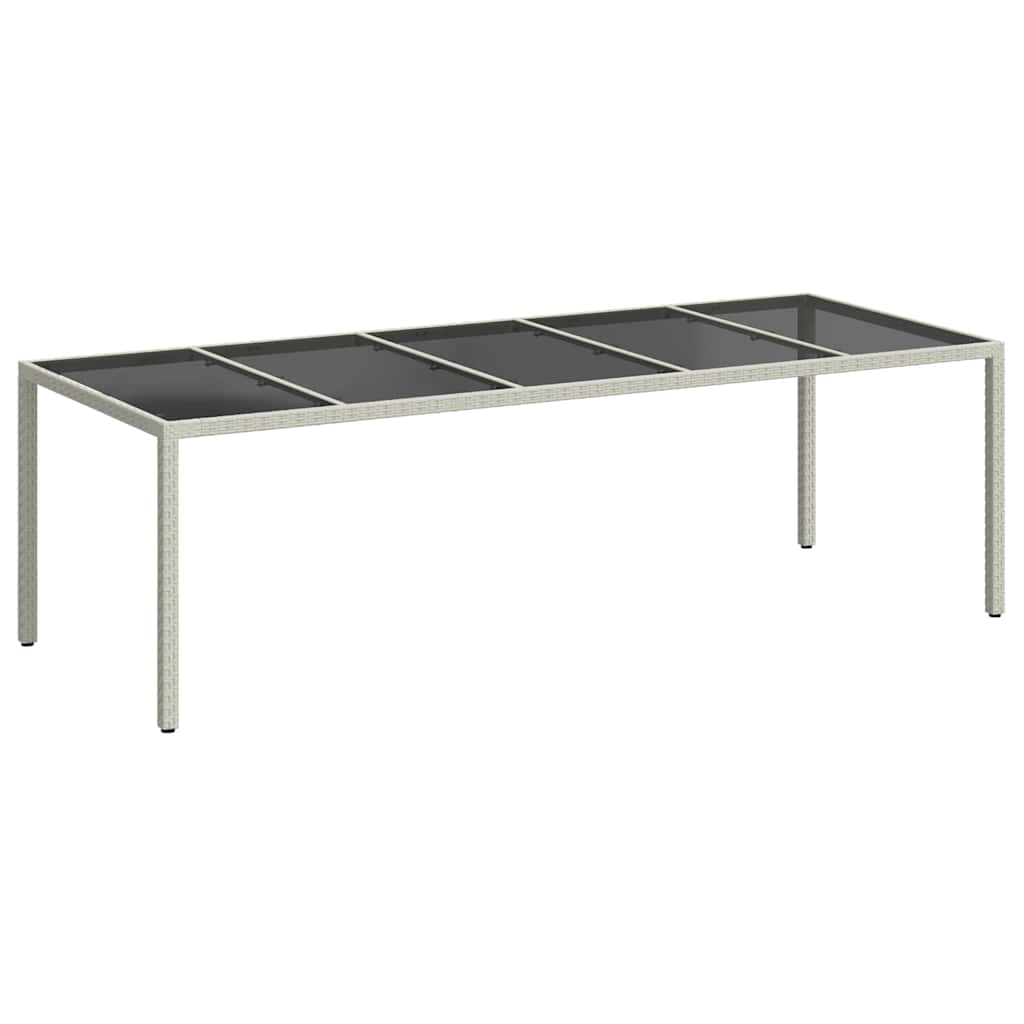 Tavolo Giardino Bianco 250x100x75 cm Polyrattan Vetro Temperato