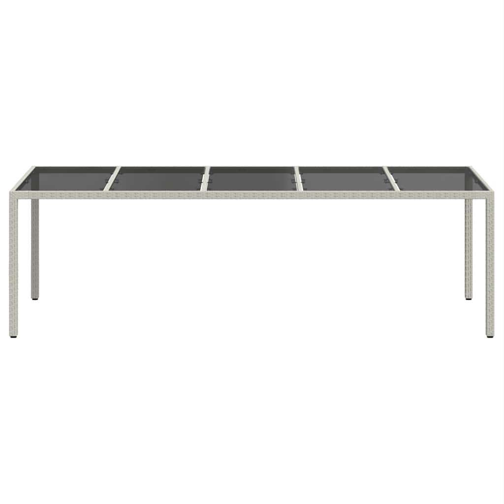 Tavolo Giardino Bianco 250x100x75 cm Polyrattan Vetro Temperato