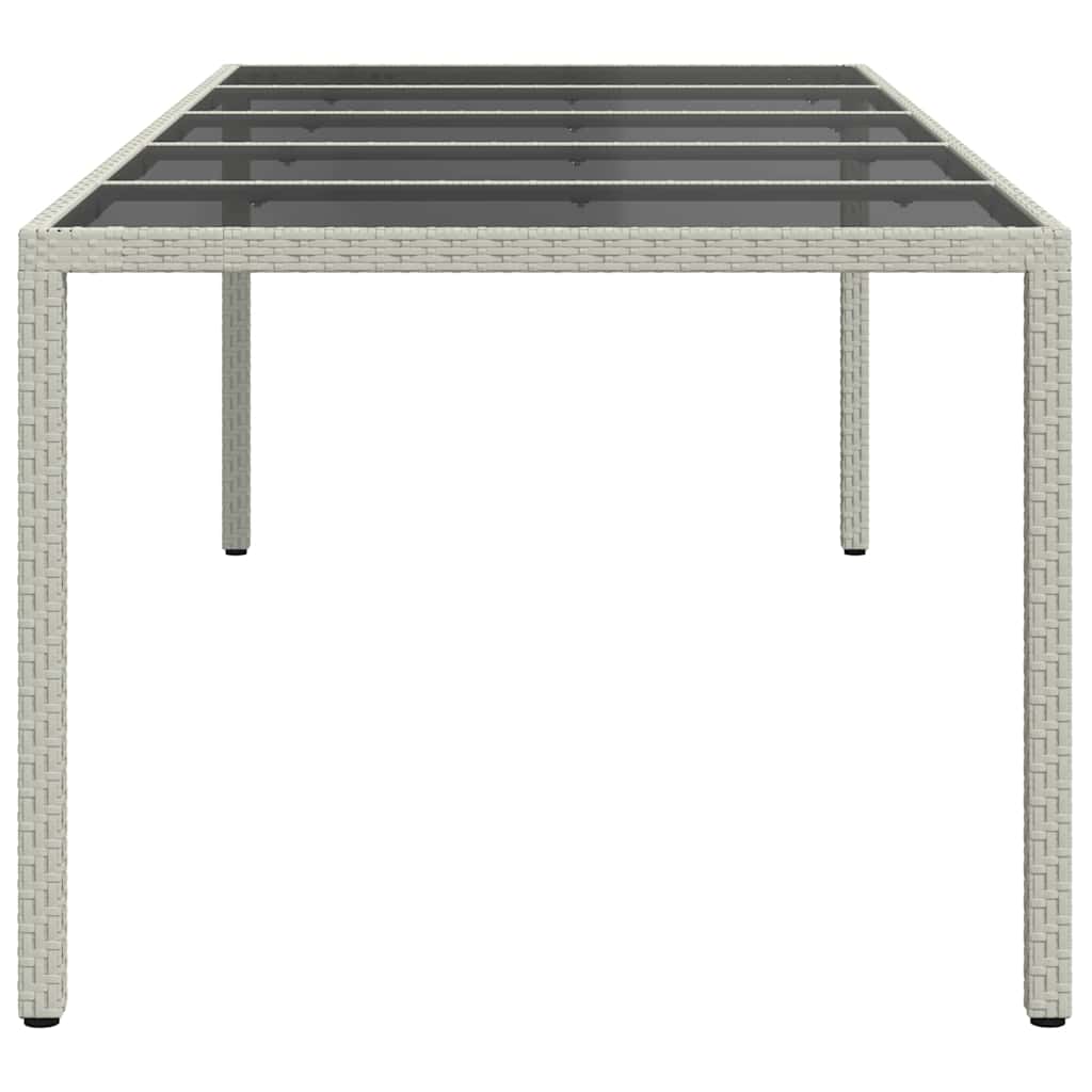 Tavolo Giardino Bianco 250x100x75 cm Polyrattan Vetro Temperato