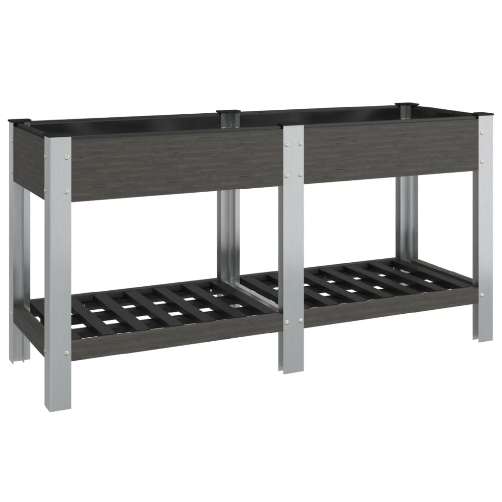 Fioriera Rialzata Giardino con Ripiano Grigia 150x50x75 cm WPC