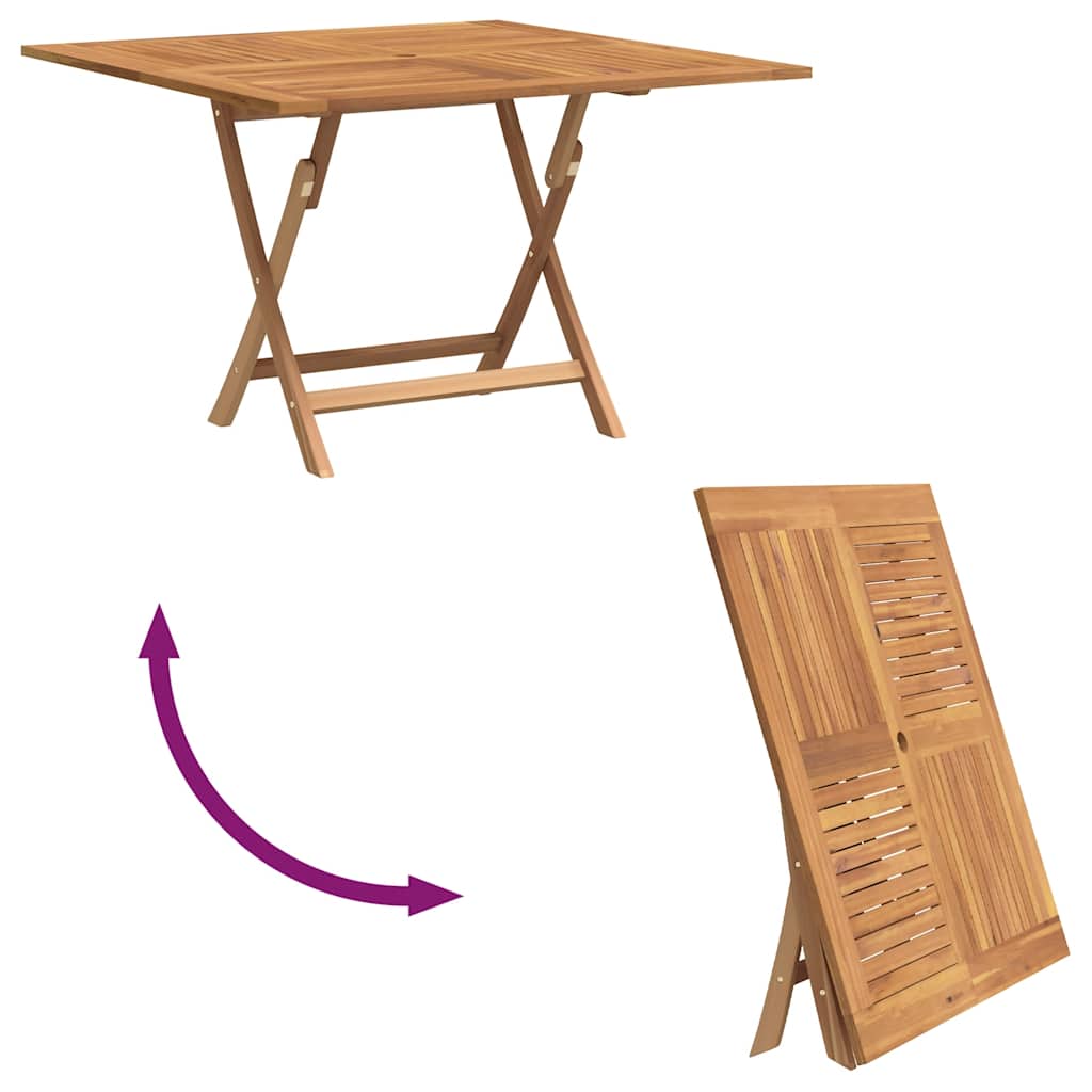 Tavolo da Giardino Pieghevole Grigio 110x110x75cm Massello Teak