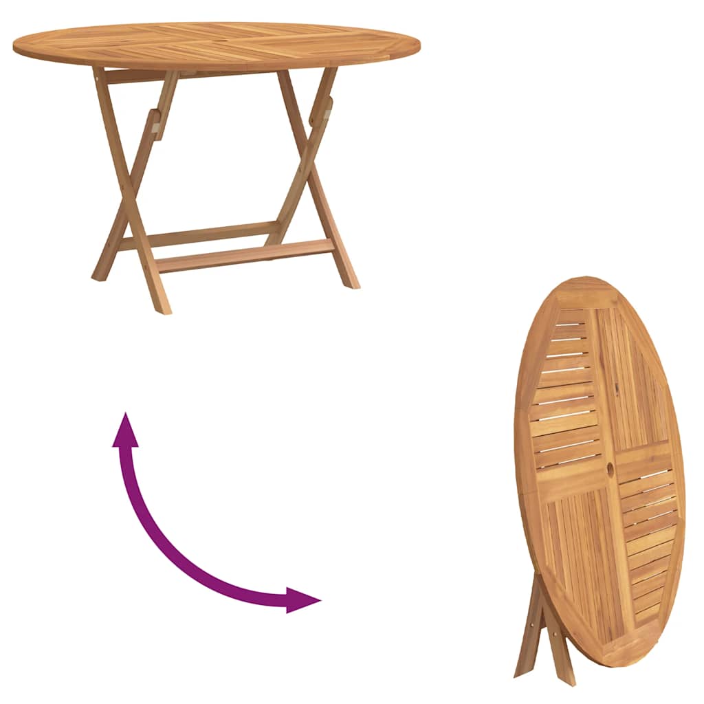 Tavolo da Giardino Pieghevole Ø110x75 cm Legno Massello di Teak