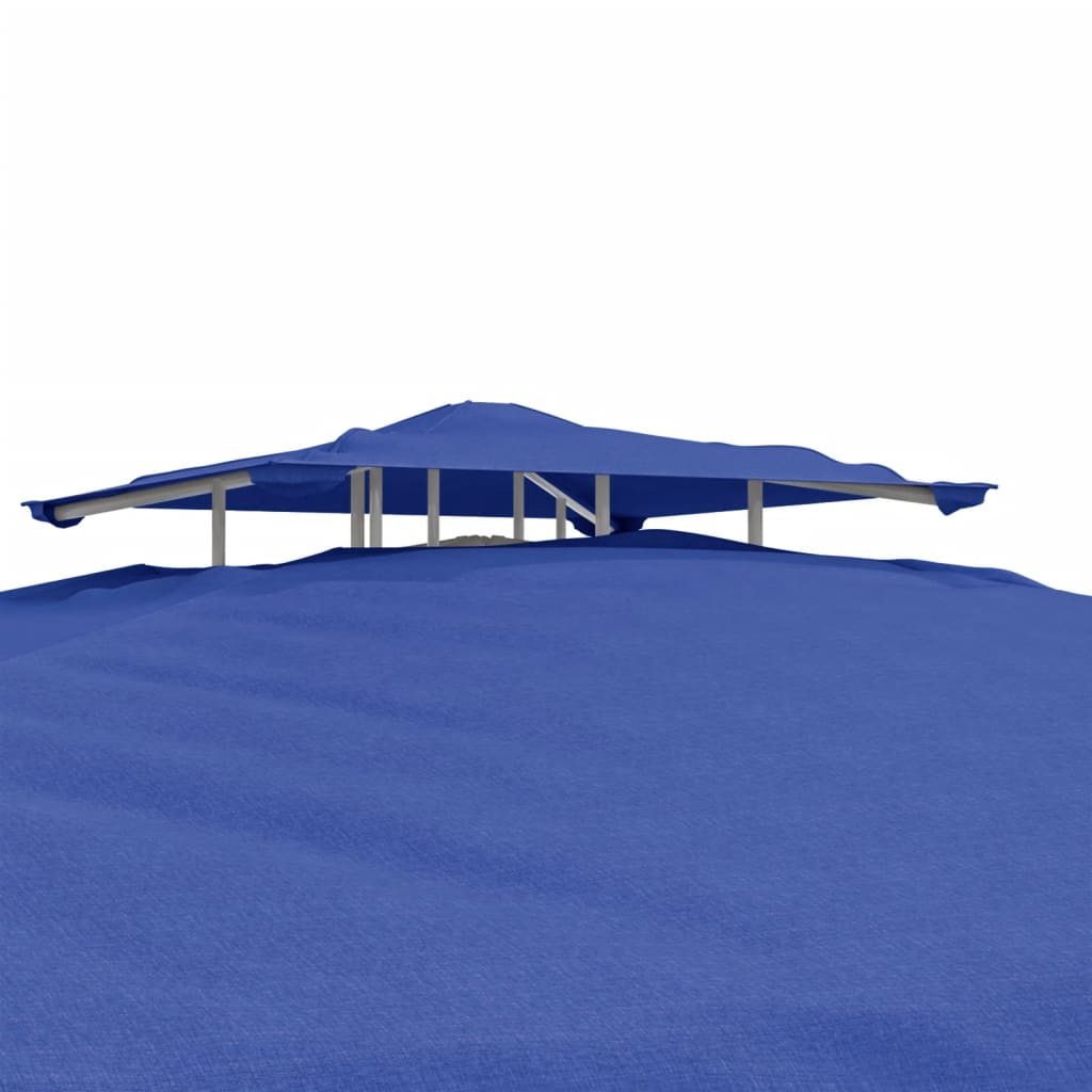 Gazebo con Tetto Doppio Blu 3x3x2,68 m in Tessuto