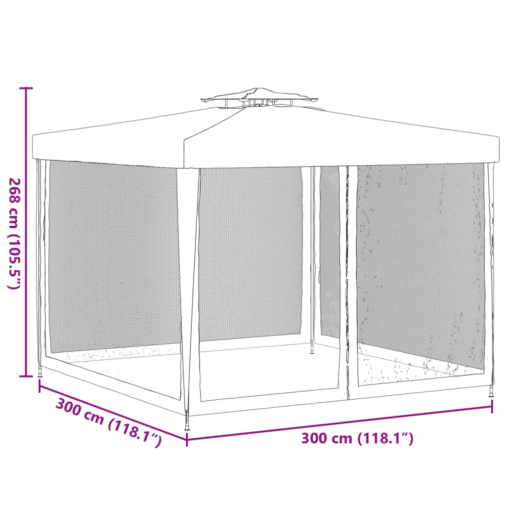 Gazebo con Tetto Doppio Blu 3x3x2,68 m in Tessuto
