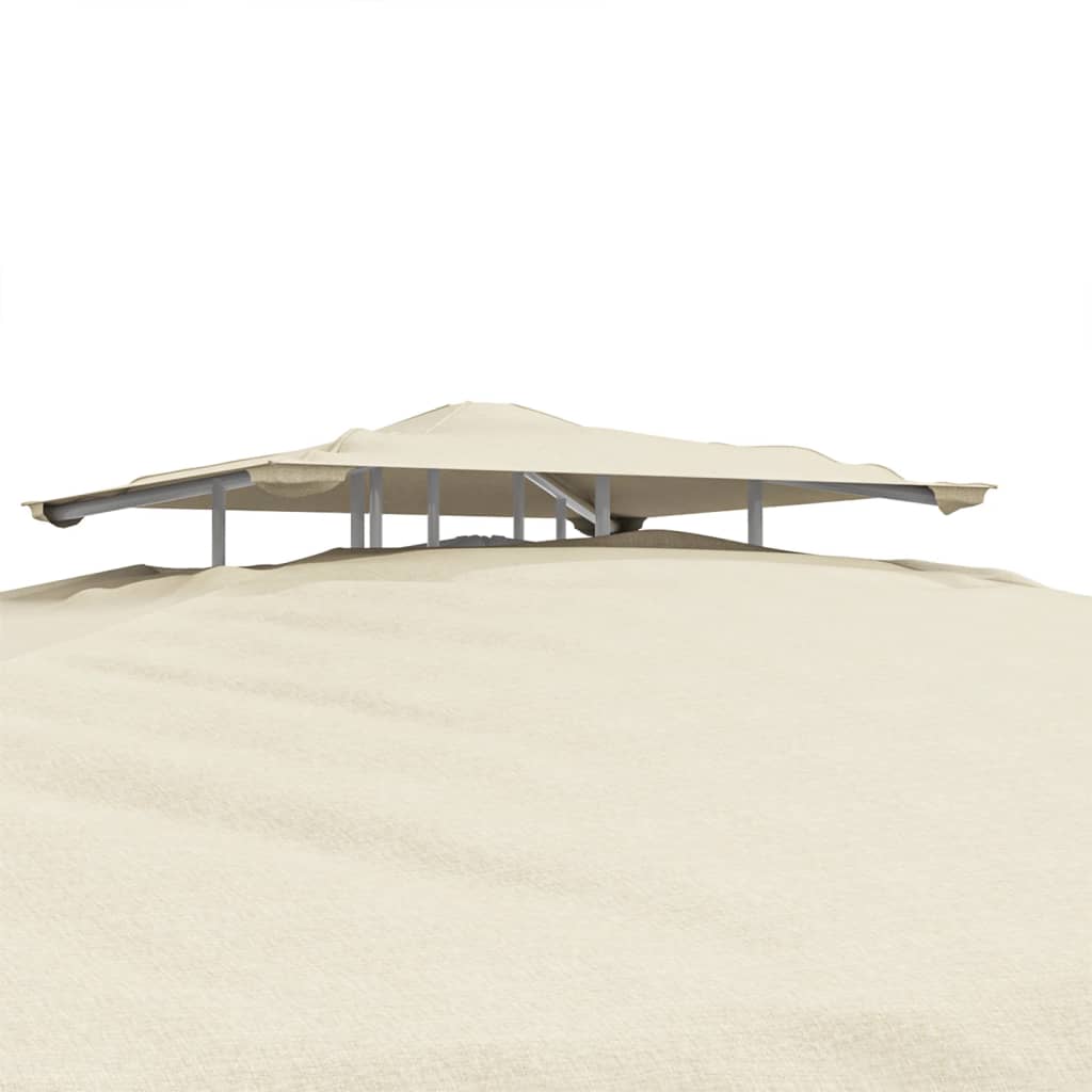 Gazebo con Tetto Doppio Crema 3x3x2,68 m in Tessuto