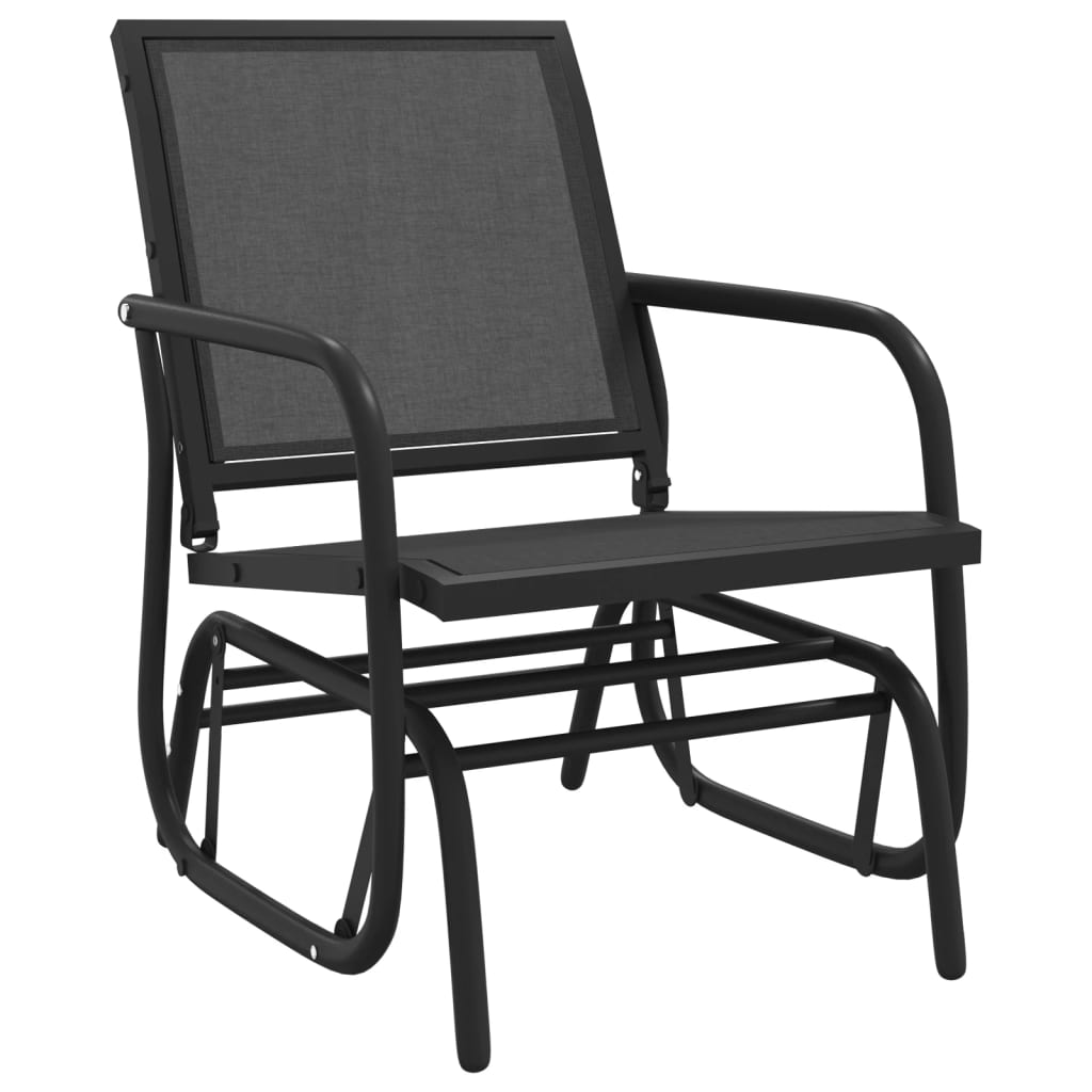 Sedia a Dondolo da Giardino Nera 61x76x87cm Textilene e Acciaio