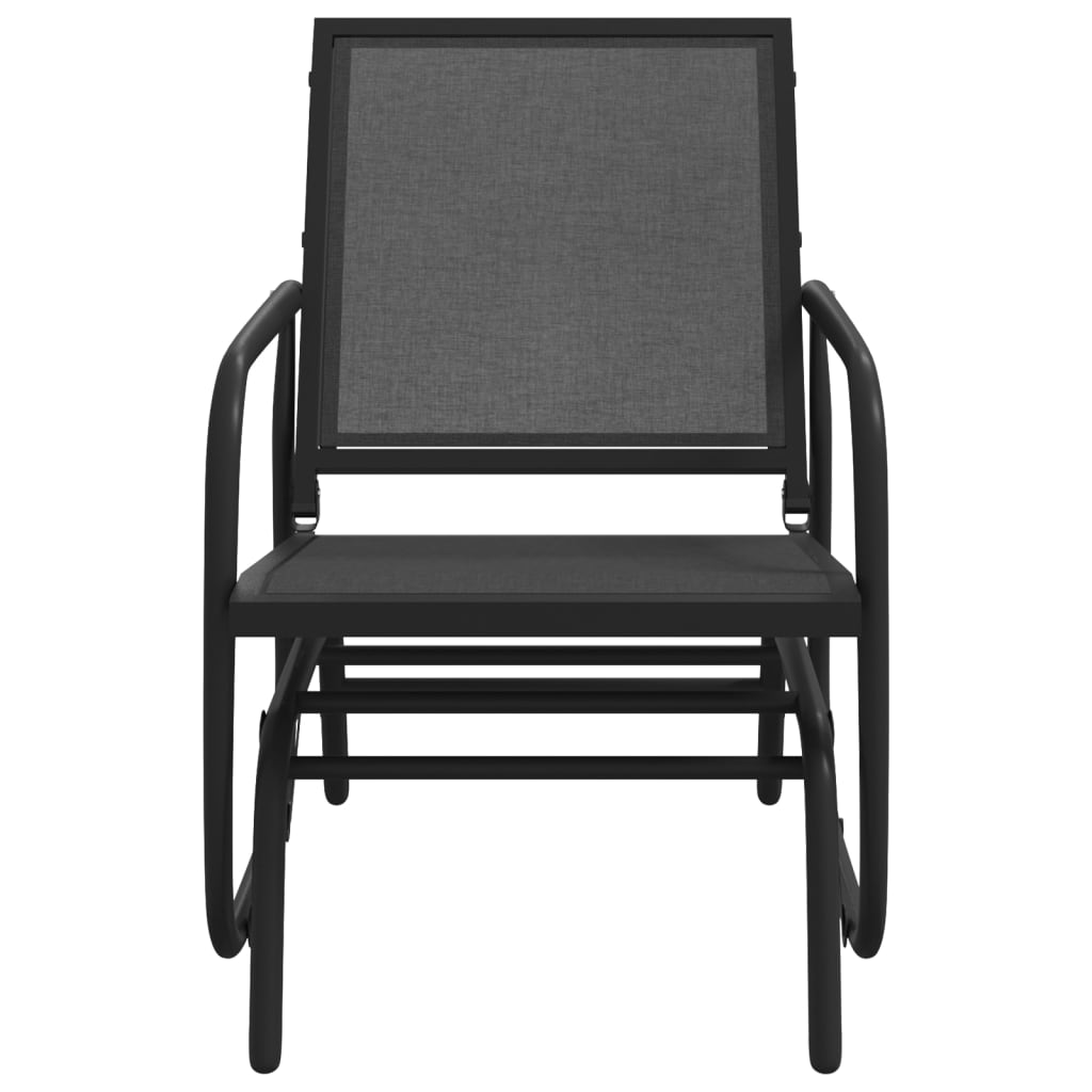 Sedia a Dondolo da Giardino Nera 61x76x87cm Textilene e Acciaio