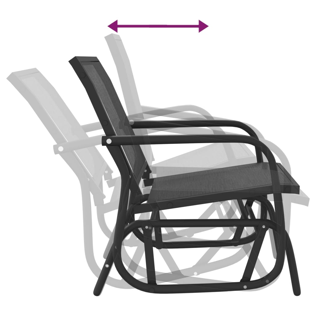 Sedia a Dondolo da Giardino Nera 61x76x87cm Textilene e Acciaio