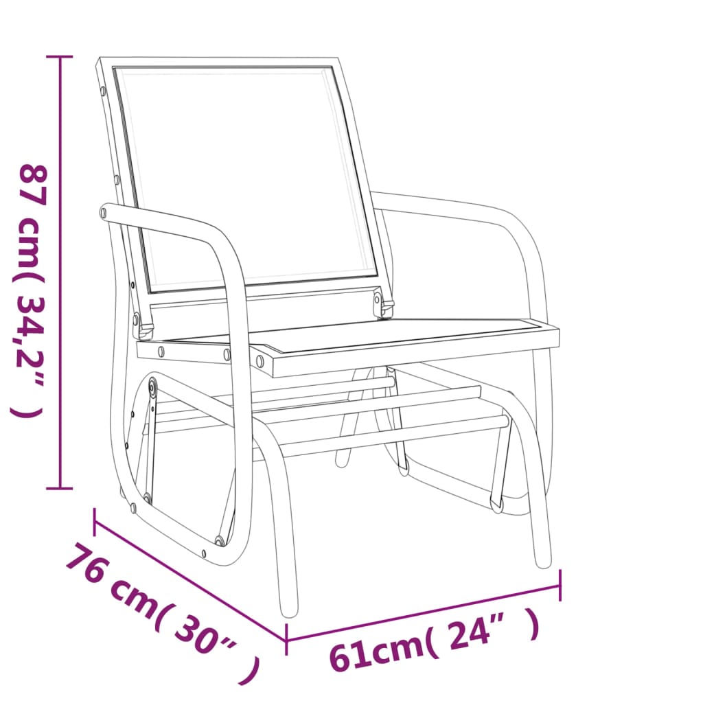 Sedia a Dondolo da Giardino Nera 61x76x87cm Textilene e Acciaio
