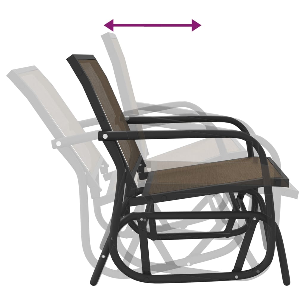 Sedia a Dondolo Giardino Marrone 61x76x87cm Textilene e Acciaio
