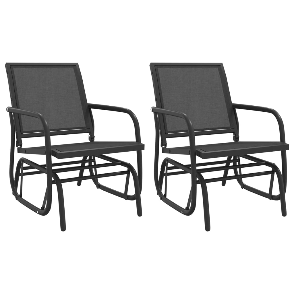 Sedie a Dondolo Giardino 2pz Nere 61x76x87 Textilene e Acciaio