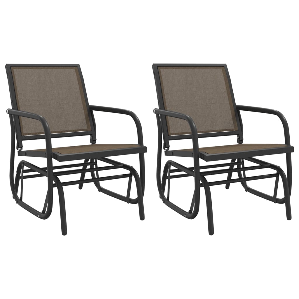 Sedie a Dondolo Giardino 2pz Marroni 61x76x87 Textilene Acciaio