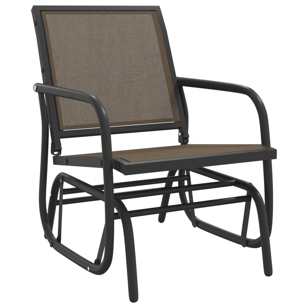 Sedie a Dondolo Giardino 2pz Marroni 61x76x87 Textilene Acciaio
