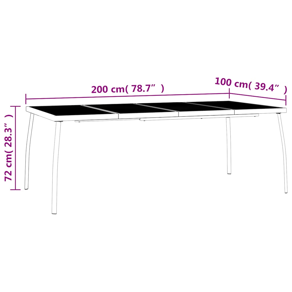 Tavolo da Giardino Antracite 200x100x72 cm Rete d'Acciaio