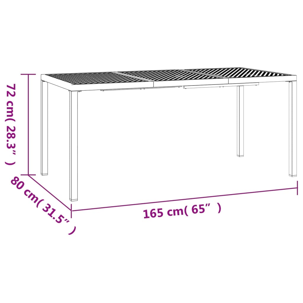 Tavolo da Giardino Antracite 165x80x72 cm Acciaio