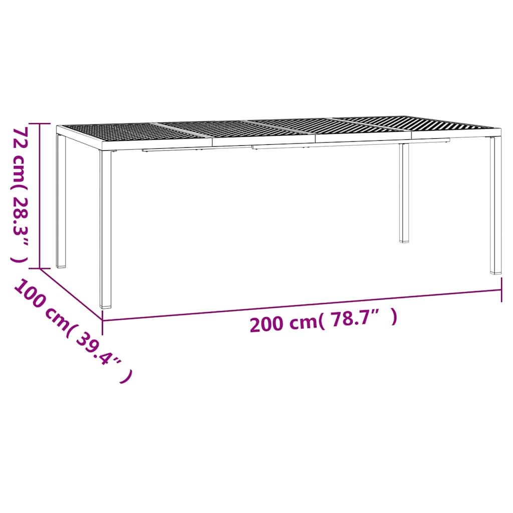 Tavolo da Giardino Antracite 200x100x72 cm Acciaio