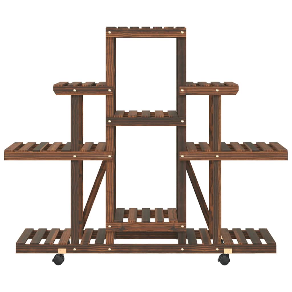 Portafiori con Ruote 110x25x101 cm in Legno Massello di Abete