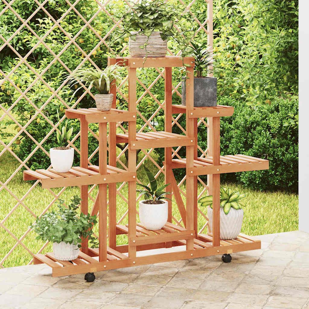 Portafiori con Ruote 110x25x101 cm in Legno Massello di Abete