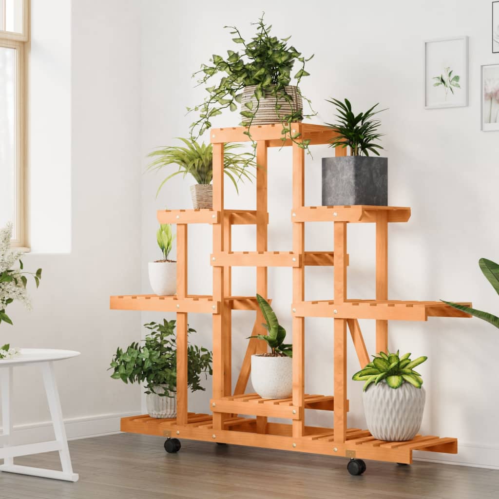 Portafiori con Ruote 110x25x101 cm in Legno Massello di Abete