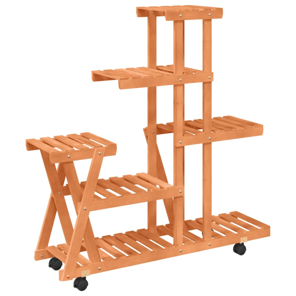 Portafiori con Ruote 95x25x101 cm in Legno Massello di Abete